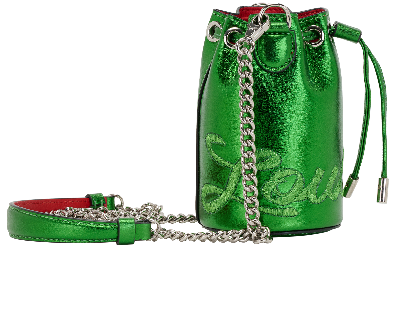 Marie Jane Mini Metallic Bucket Bag, &pound;350, Handbags, Green, Leather, Side view